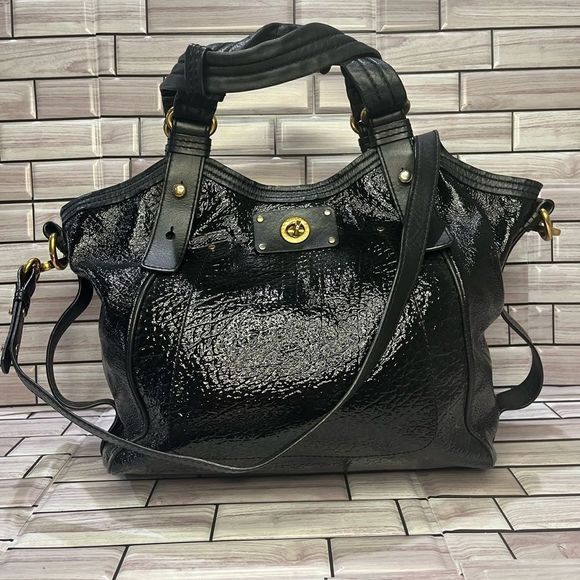 MARC JACOBS BLACK SEQUIN LEATHER HANDBAG VINTAGE - Picture 7 of 15